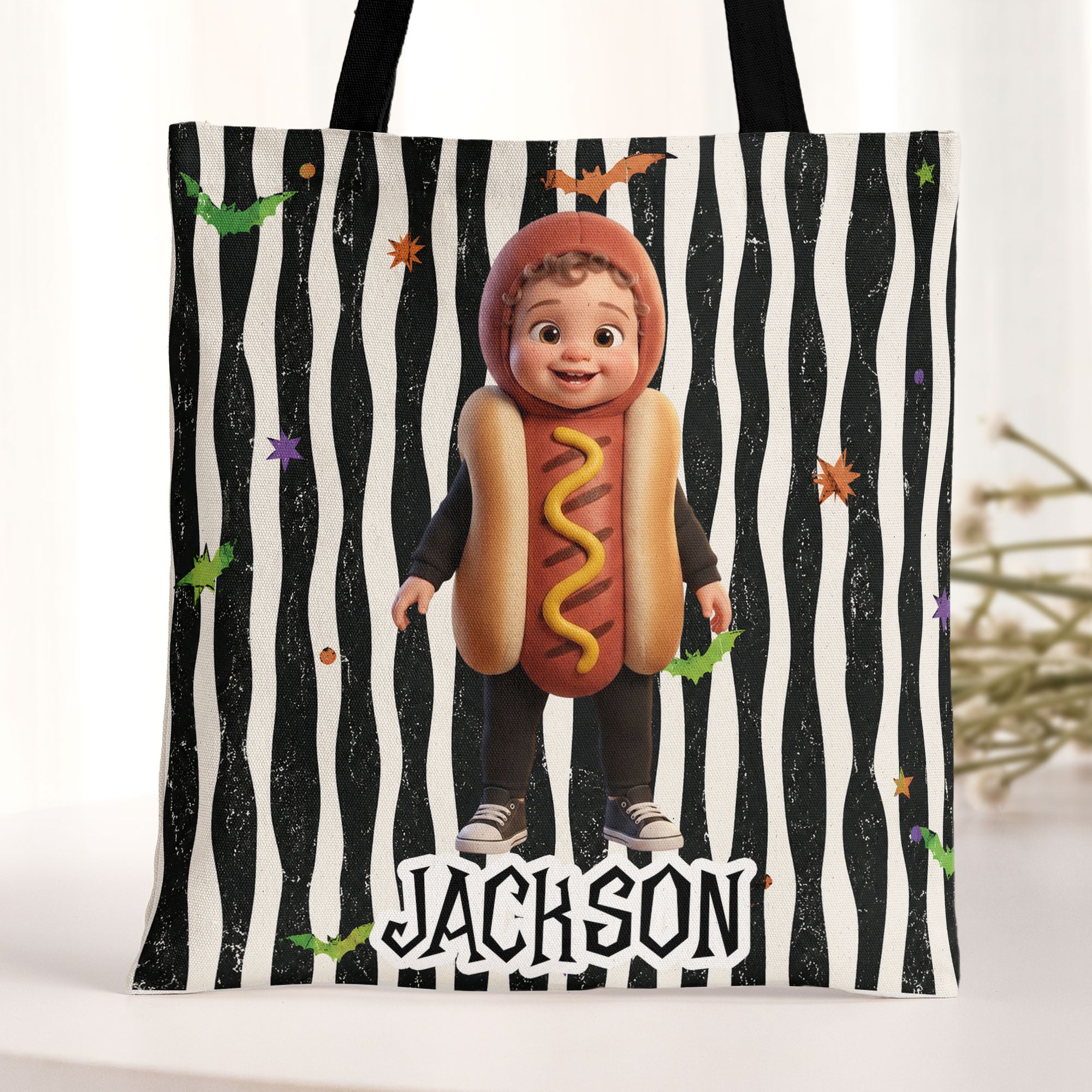 Kid-Halloween-Custom-Cartoon-Character-Trick-Or-Treat-Personalized-Tote-Bag-3