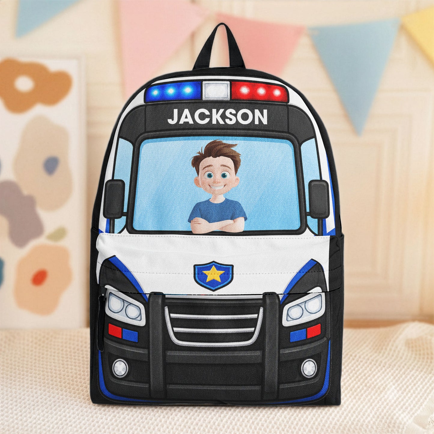 Kid-Riding-Car-Personalized-Backpack-1