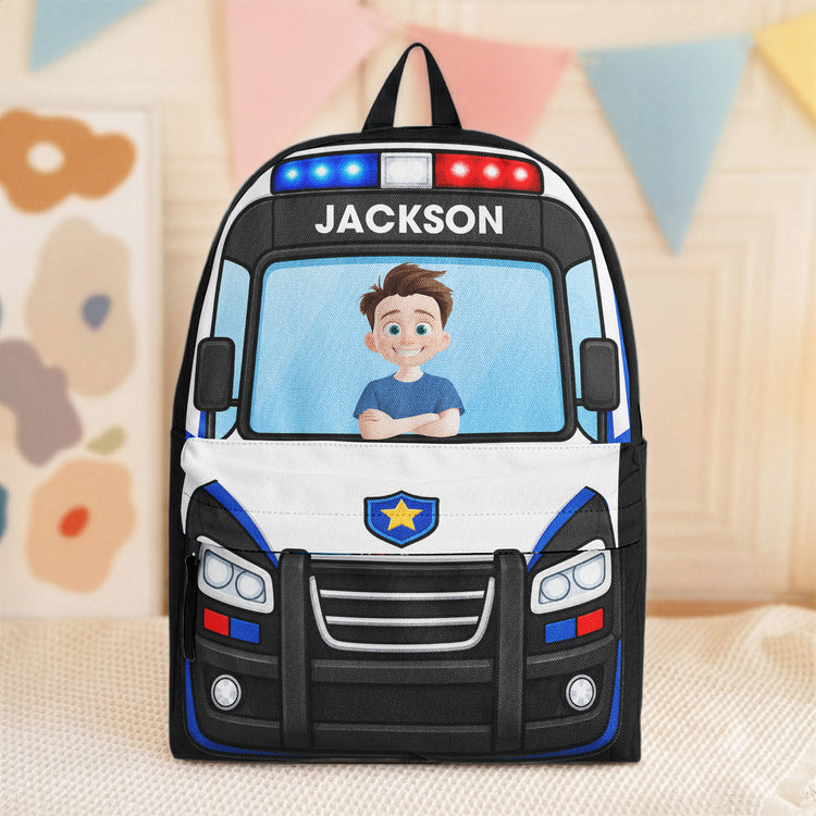 Kid-Riding-Car-Personalized-Backpack-1