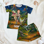 Kid-Riding-Dinosaur-Custom-Photo-Personalized-Kids-Clothing-Set-2