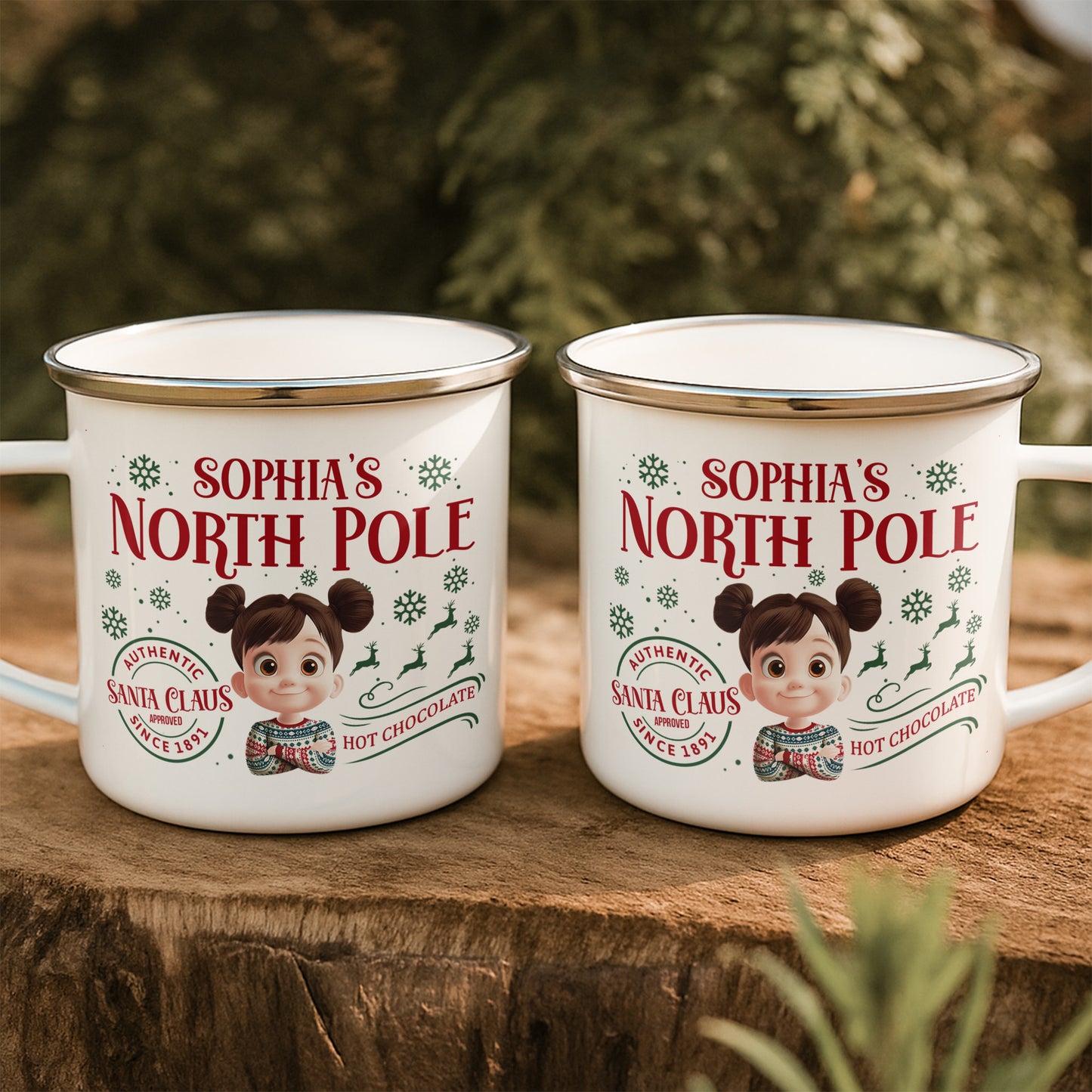 Kid's North Pole Hot Chocolate - Personalized Enamel Mug