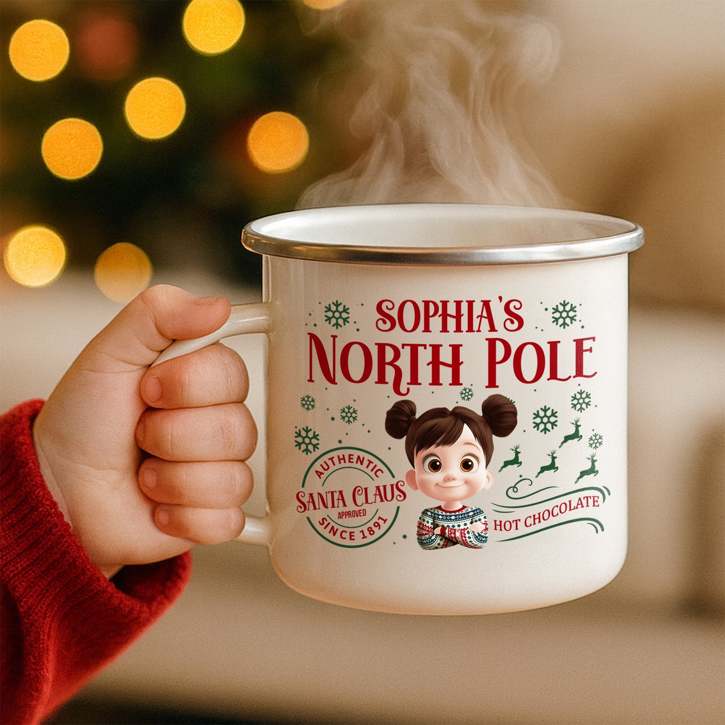 Kid's North Pole Hot Chocolate - Personalized Enamel Mug
