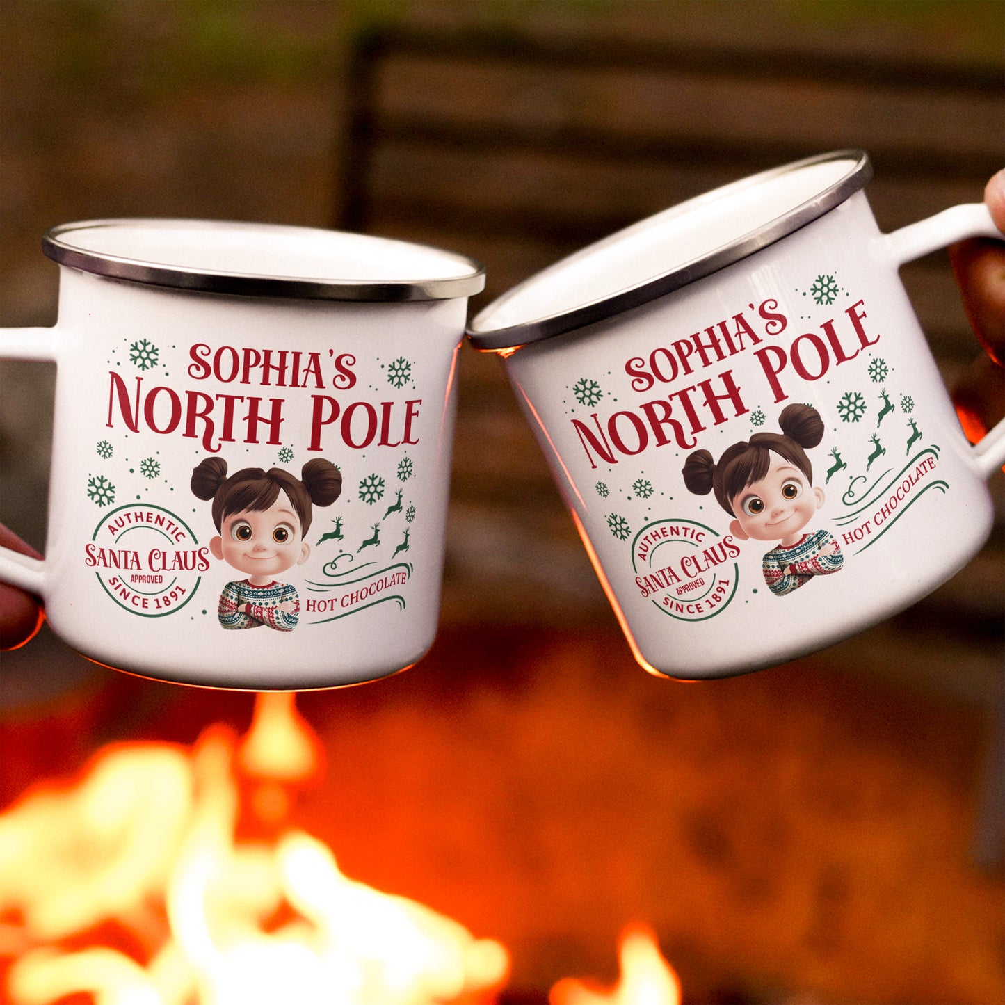 Kid's North Pole Hot Chocolate - Personalized Enamel Mug