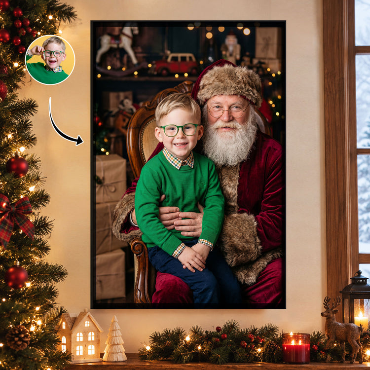 Kid-Santa-Lap-Portrait-Christmas-Decoration-Personalized-Poster-1