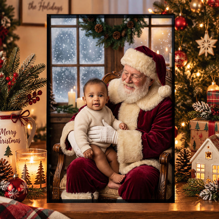 Kid-Santa-Lap-Portrait-Christmas-Decoration-Personalized-Poster-2