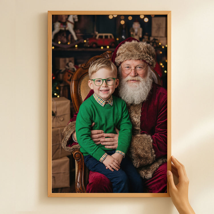 Kid-Santa-Lap-Portrait-Christmas-Decoration-Personalized-Poster-4