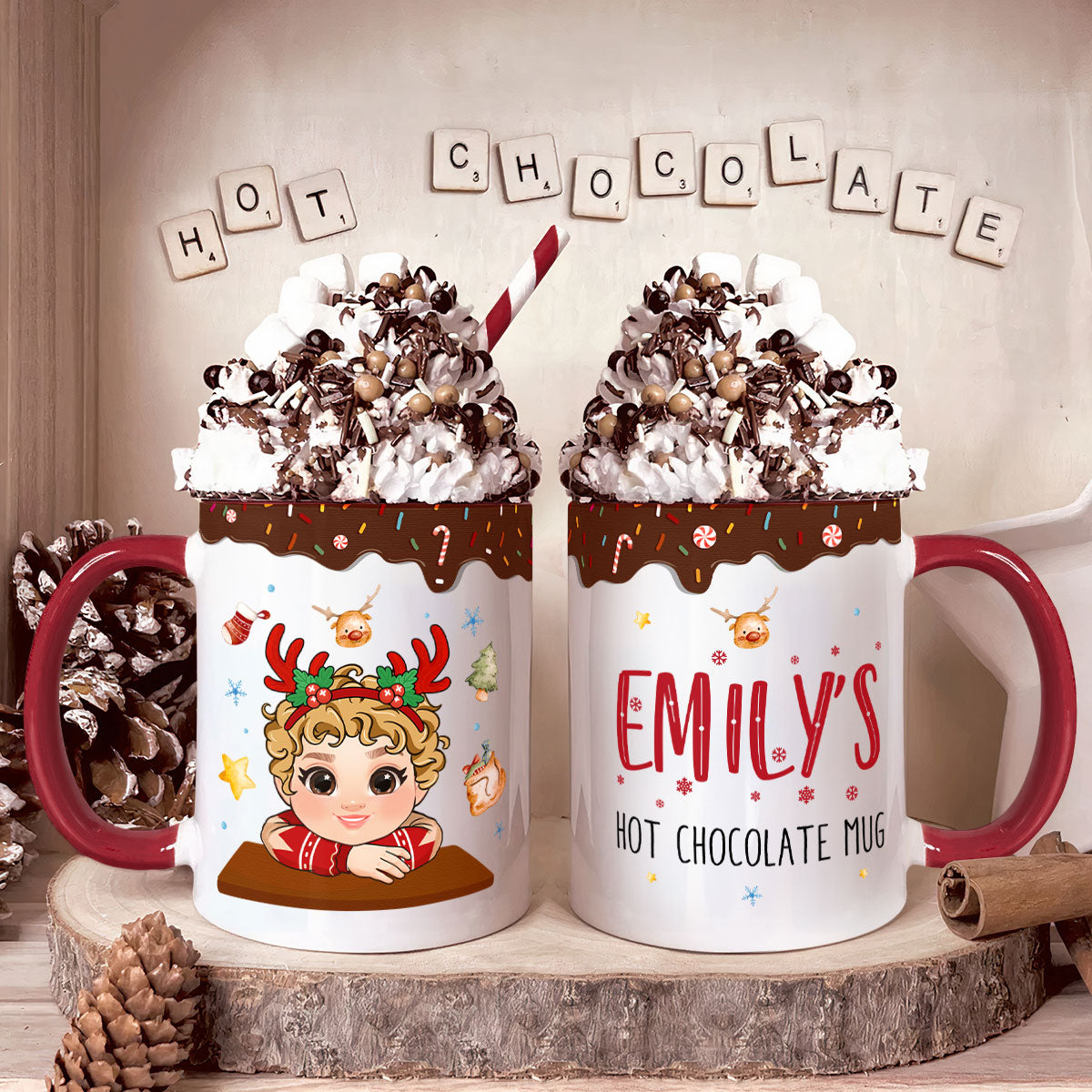Kid's Hot Chocolate Christmas Mug - Personalized Accent Mug