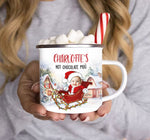 Kid's Hot Chocolate Mug With Christmas Sleigh - Personalized Photo Enamel Mug