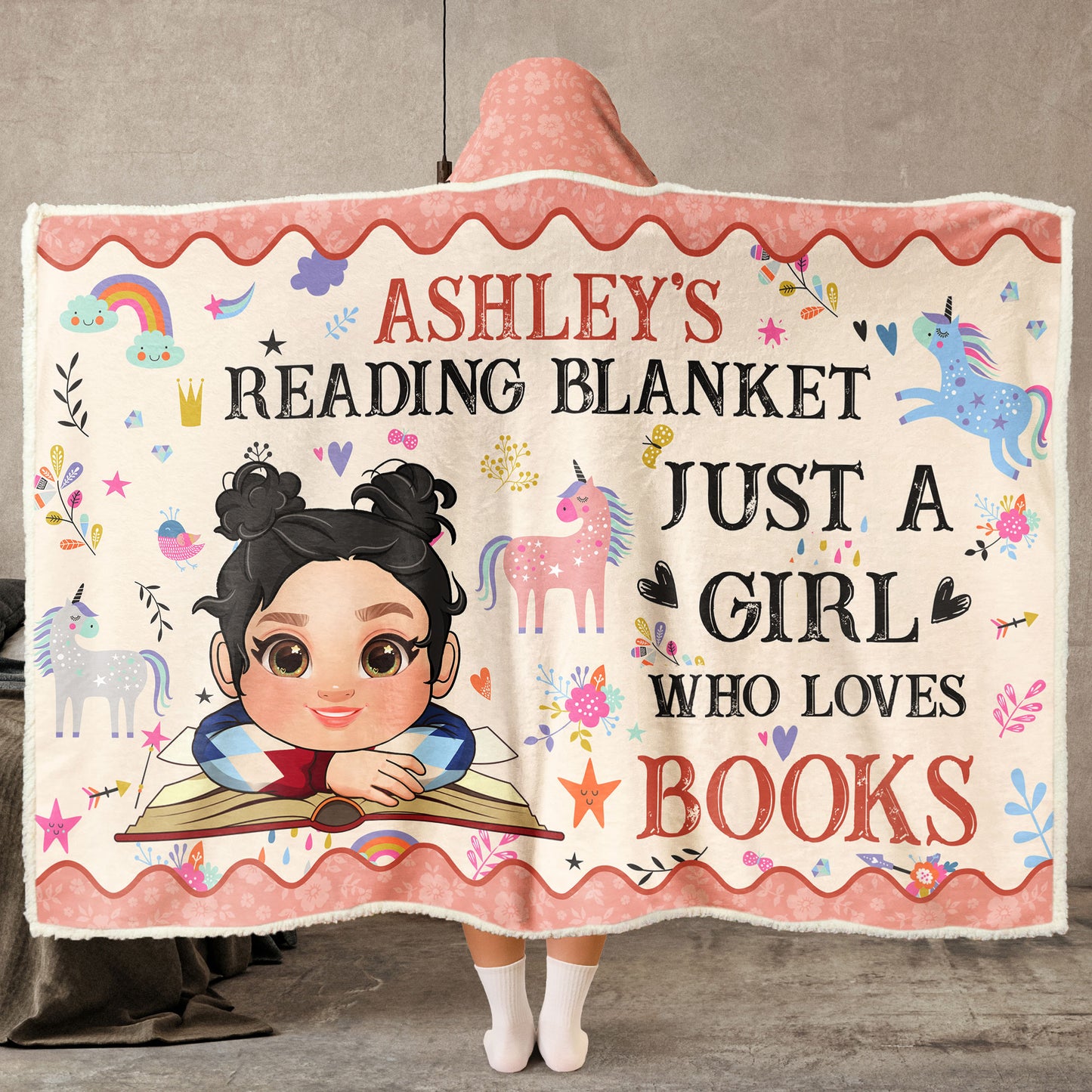 Kid's Reading Blanket - Personalized Photo Wearable Blanket Hoodie