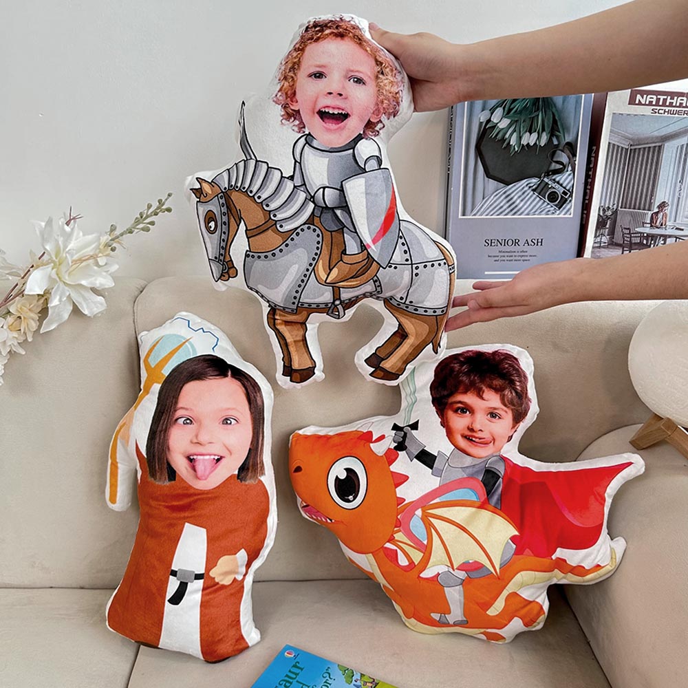 Kids In Fantasy World For Sons, Daughters, Grandkids - Personalized Photo Custom Shaped Pillow