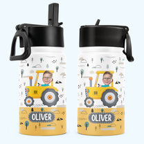Kids Riding Vehicle - Personalized Photo Kids Water Bottle With Straw Lid