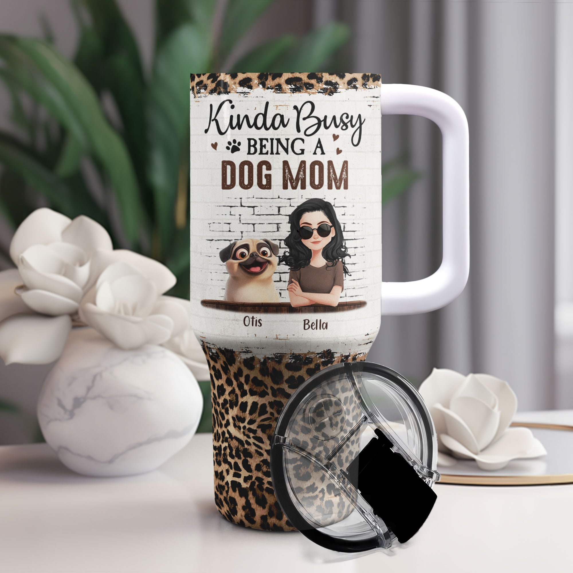 Kinda Busy Being A Dog Mom - Personalized 40oz Tumbler With Straw