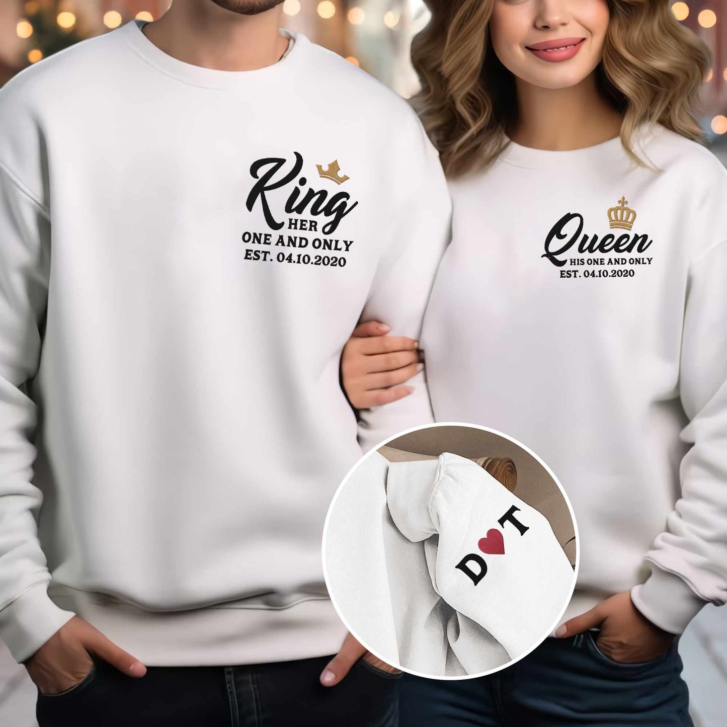 King And Queen Couple - Personalized Embroidered Shirt