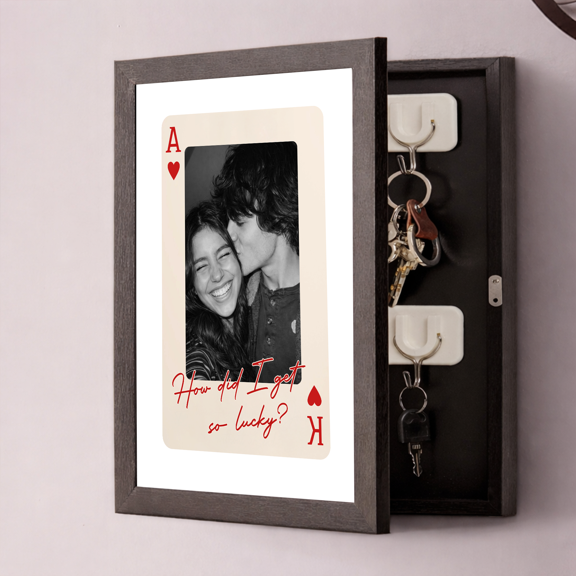 King And Queen Custom Couples Photo How Luck We Are - Personalized Hidden Key Holder Photo Frame