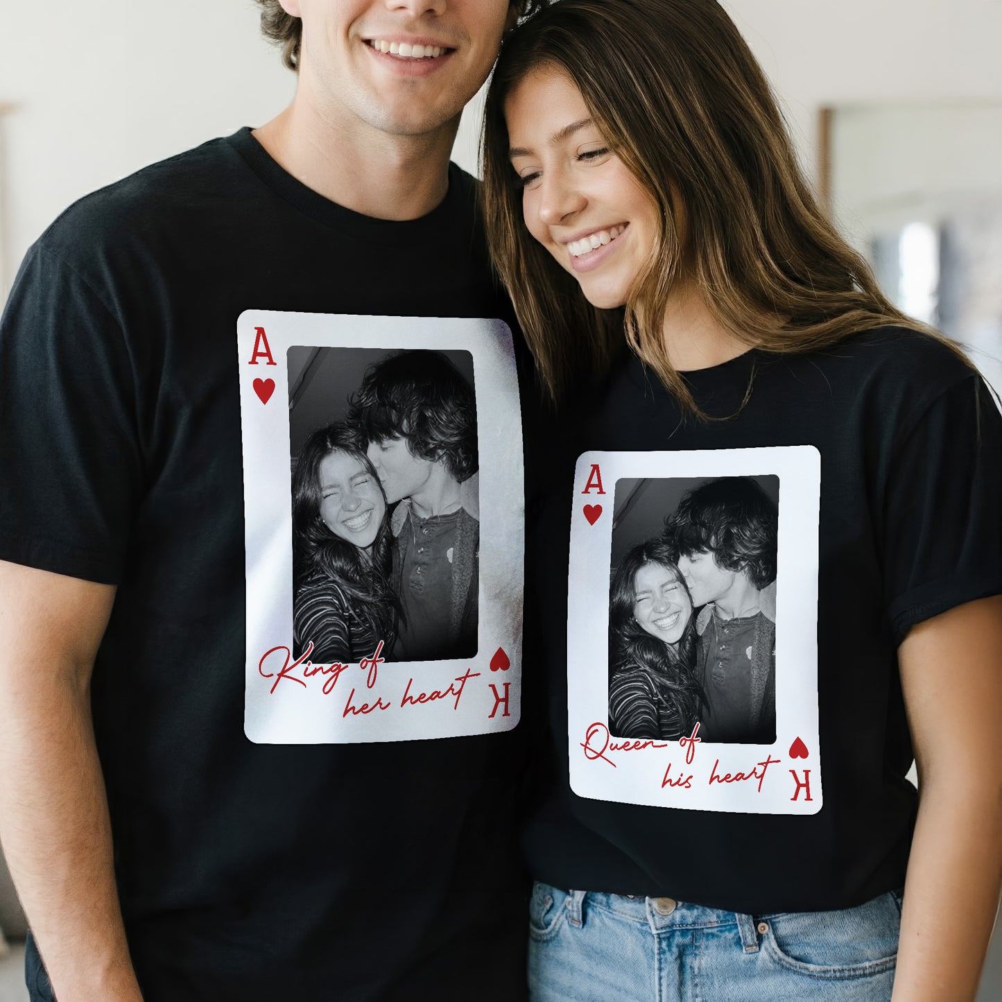 King And Queen Custom Vintage Couples Photo Matching - Personalized Photo Comfort Tee