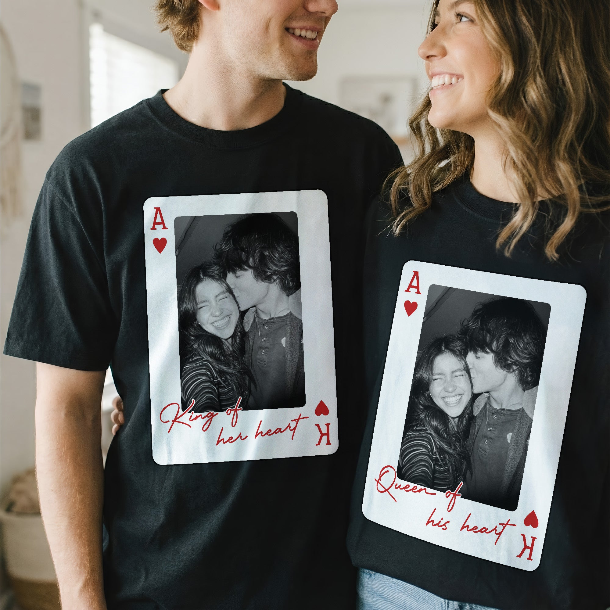 King And Queen Custom Vintage Couples Photo Matching - Personalized Photo Comfort Tee