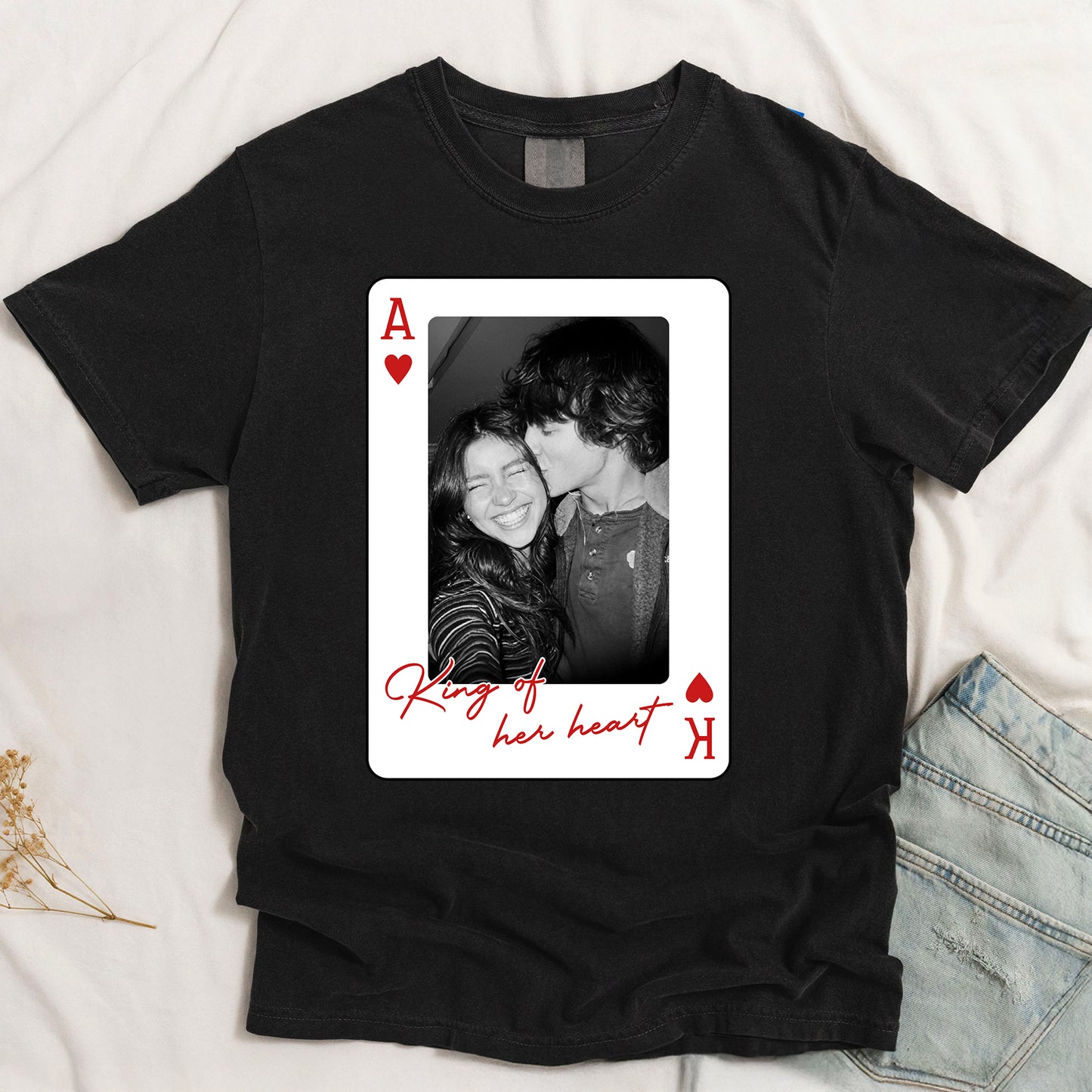 King And Queen Custom Vintage Couples Photo Matching - Personalized Photo Comfort Tee