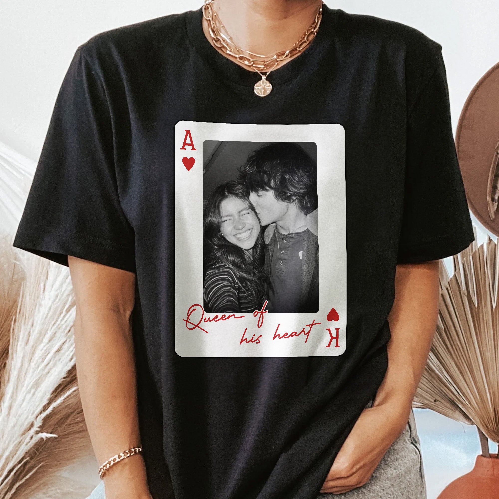 King And Queen Custom Vintage Couples Photo Matching - Personalized Photo Comfort Tee