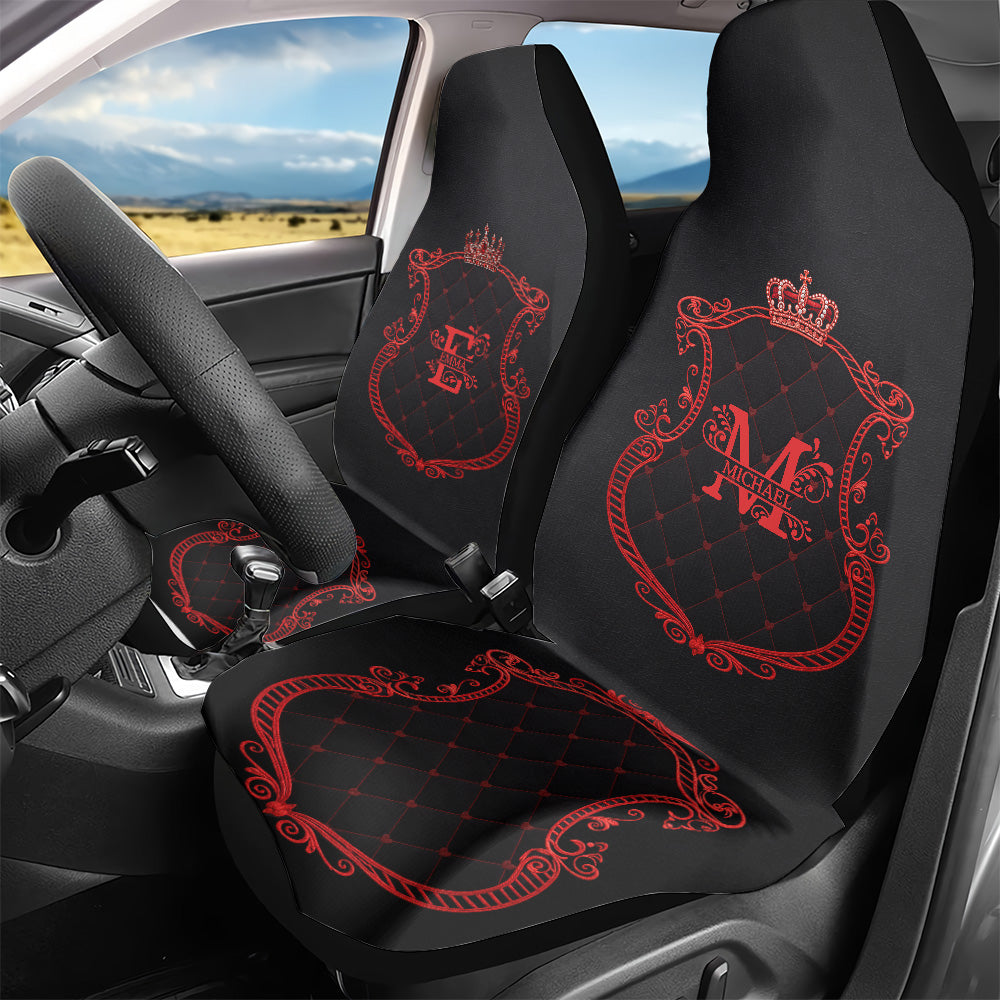 King And Queen Monogram - Personalized Car Seat Cover