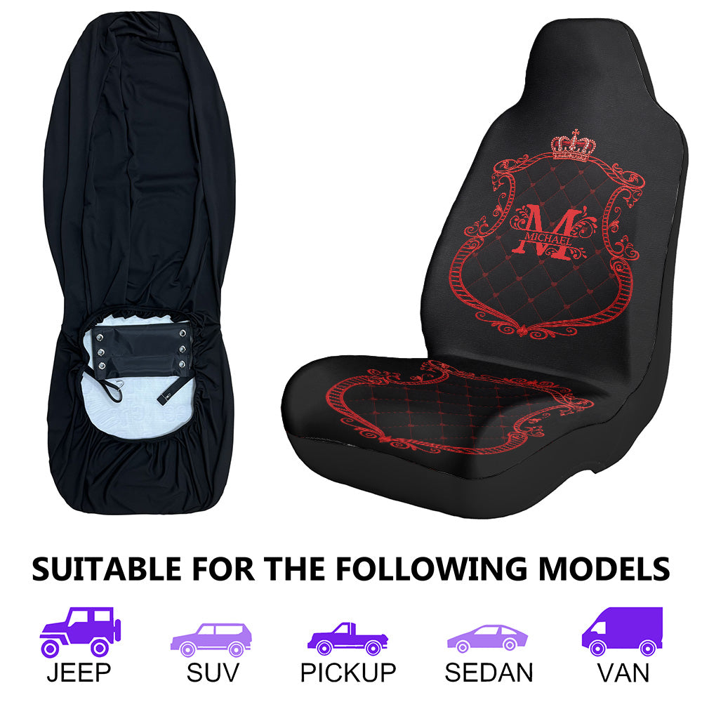 King And Queen Monogram - Personalized Car Seat Cover
