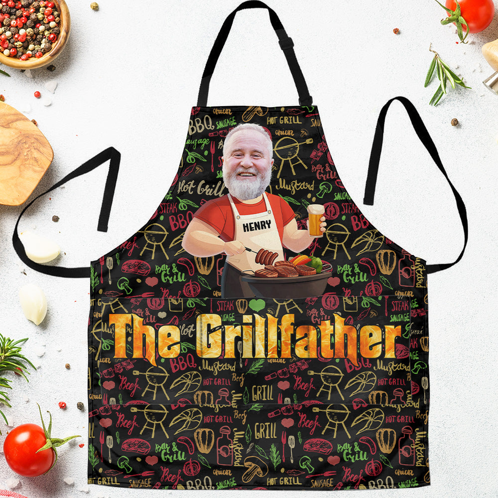 Father's Day Gifts, King Of Bbq Grill Master - Personalized Photo Apron