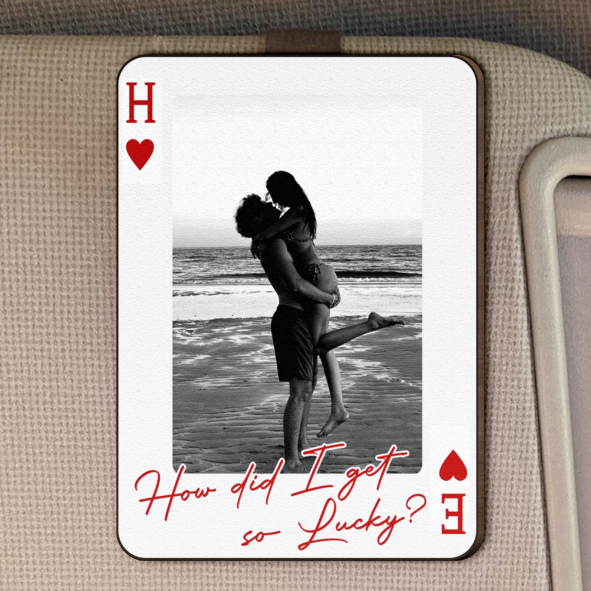 King & Queen Custom Couples Photo Drive Safe I Love You We're A Perfect Pair - Personalized Wooden Photo Car Visor Clip