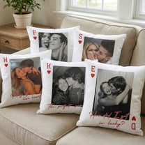 King & Queen Of Heart Custom Couples Photo Lucky Us - Personalized Photo Pillow (Insert Included)