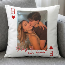 King & Queen Of Heart Custom Couples Photo Lucky Us - Personalized Photo Pillow (Insert Included)
