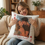 King & Queen Of Heart Custom Couples Photo Lucky Us - Personalized Photo Pillow (Insert Included)