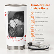 King & Queen Of Heart Custom Couples Photo Lucky Us - Personalized Photo Tumbler Cup