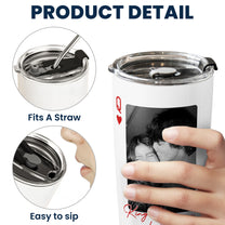 King & Queen Of Heart Custom Couples Photo Lucky Us - Personalized Photo Tumbler Cup
