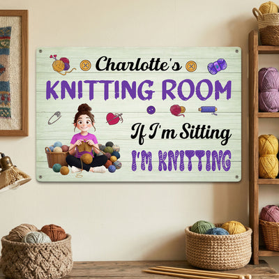 Knitting Room, Crochet Room - Personalized Metal Sign