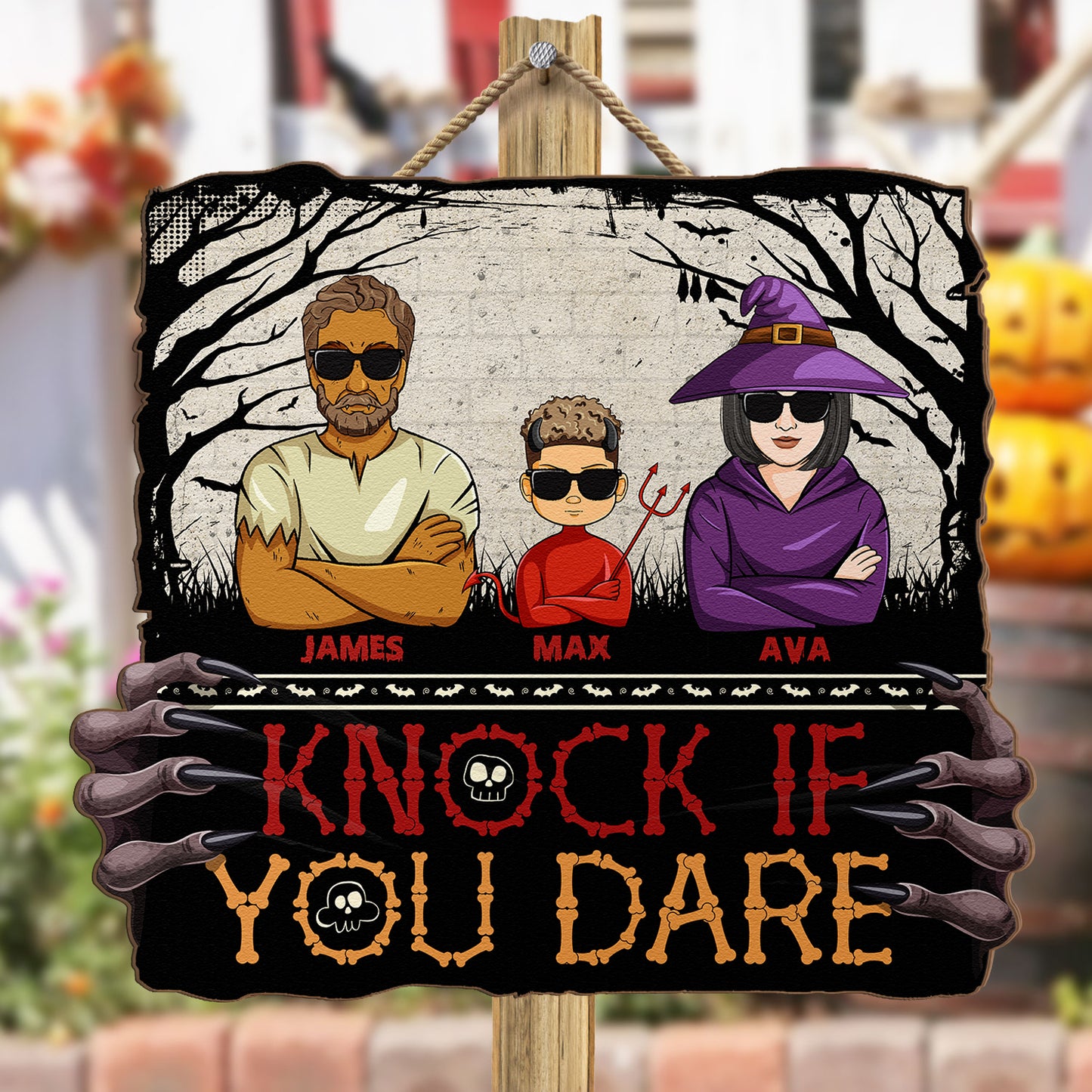 Knock If You Dare - Personalized Wood Sign