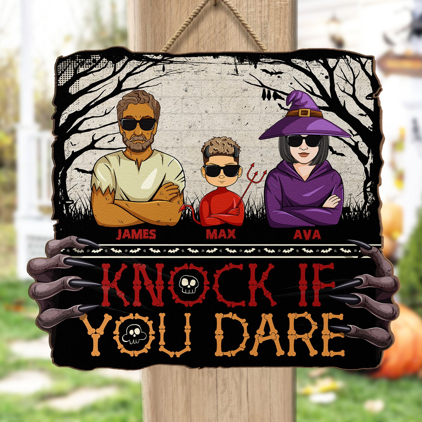 Knock If You Dare - Personalized Wood Sign