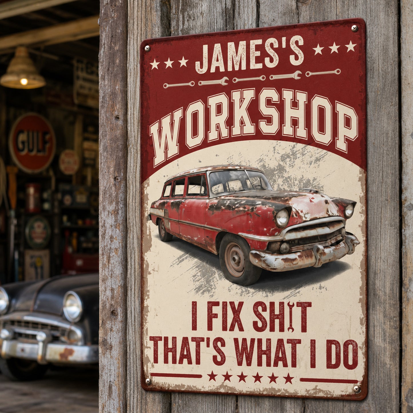 Knower-Of-Stuff-Fixer-Of-Things-Custom-Vintage-Car,-Motor-Personalized-Metal-Sign-1