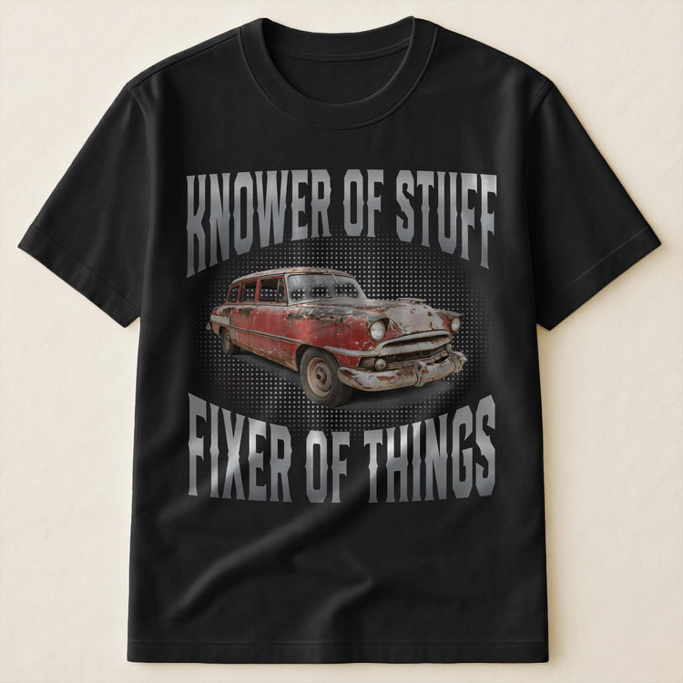 Knower-Of-Stuff-Fixer-Of-Things-Custom-Vintage-Car,-Motor-Personalized-Shirt-3