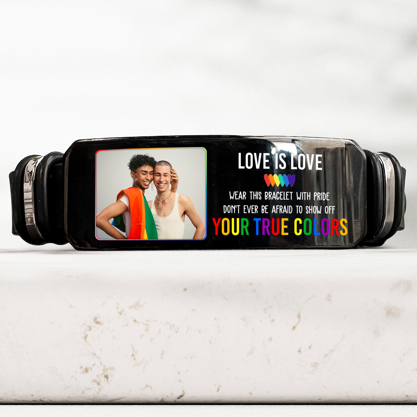 LGBT Show Off Your True Colors Love Is Love Pride - Personalized Photo Bracelet