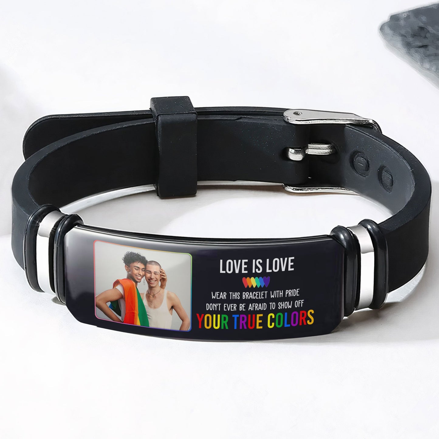 LGBT Show Off Your True Colors Love Is Love Pride - Personalized Photo Bracelet