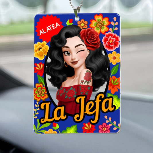 La Jefa Hispanic Latina Mexicana Toy Box - Personalized Rear View Mirror Accessory