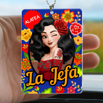 La Jefa Hispanic Latina Mexicana Toy Box - Personalized Rear View Mirror Accessory