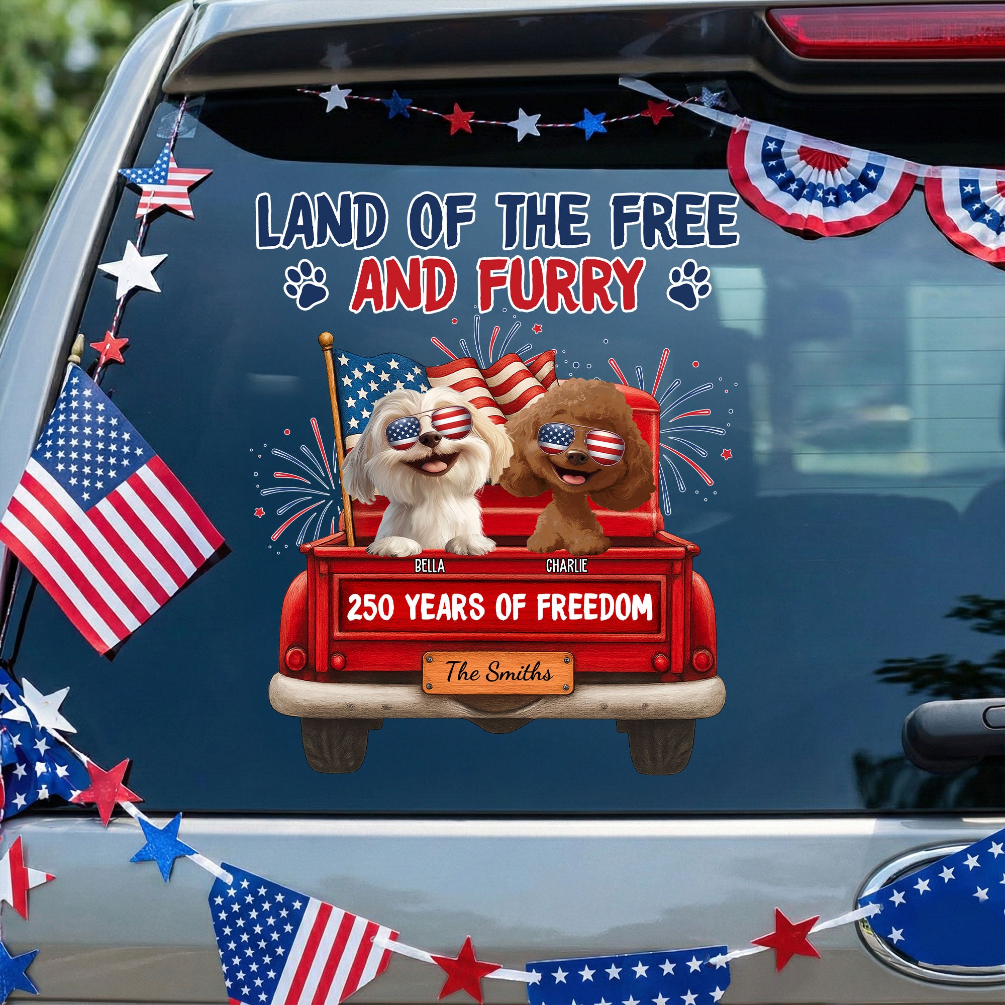 Land Of The Free And Furry - Personalized Decal
