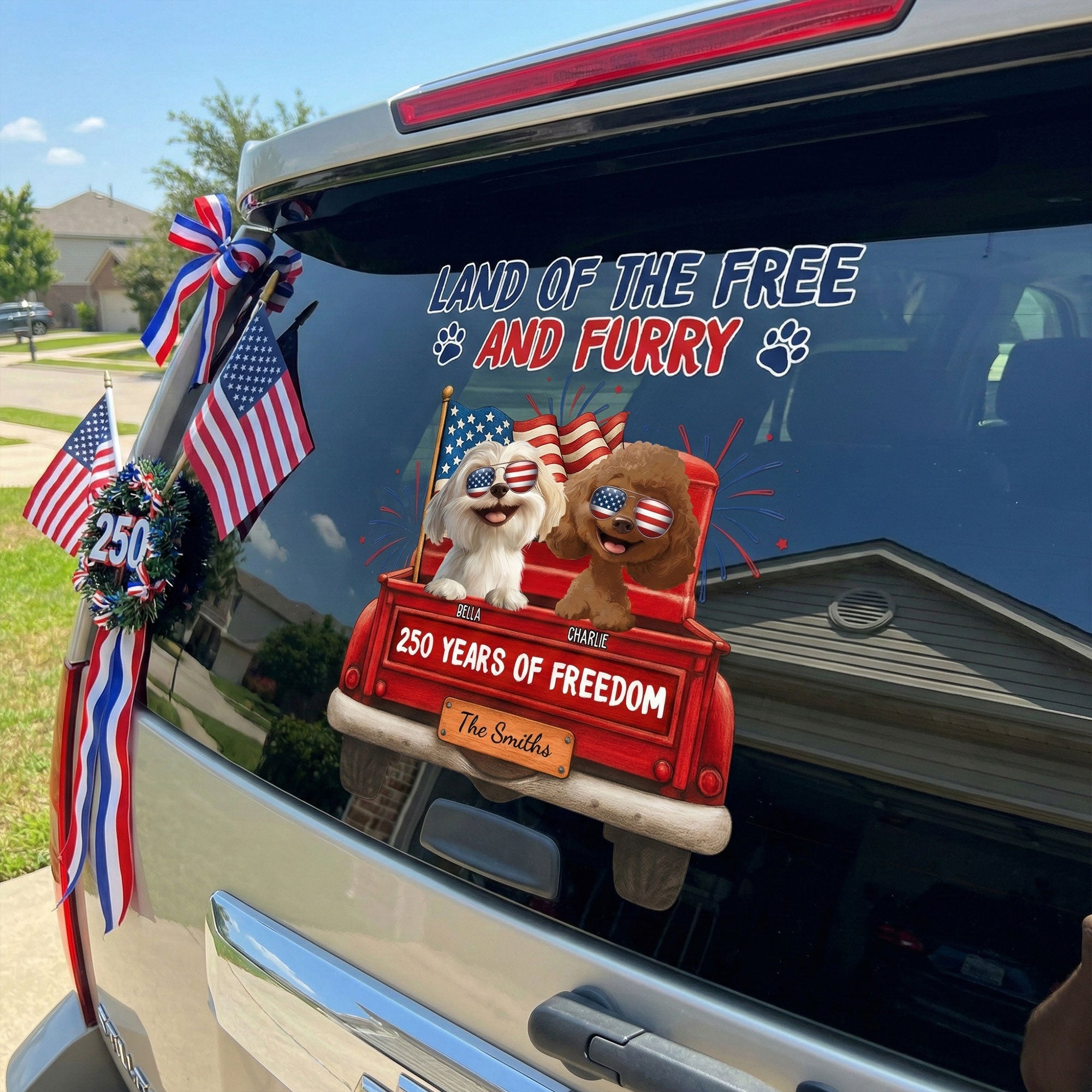 Land Of The Free And Furry - Personalized Decal