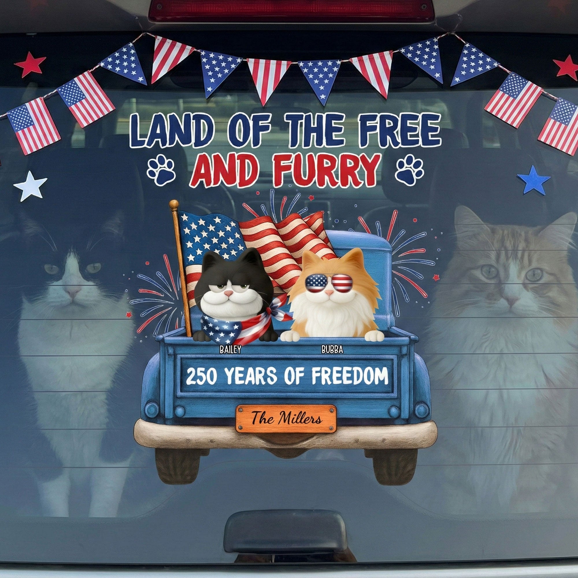 Land Of The Free And Furry - Personalized Decal