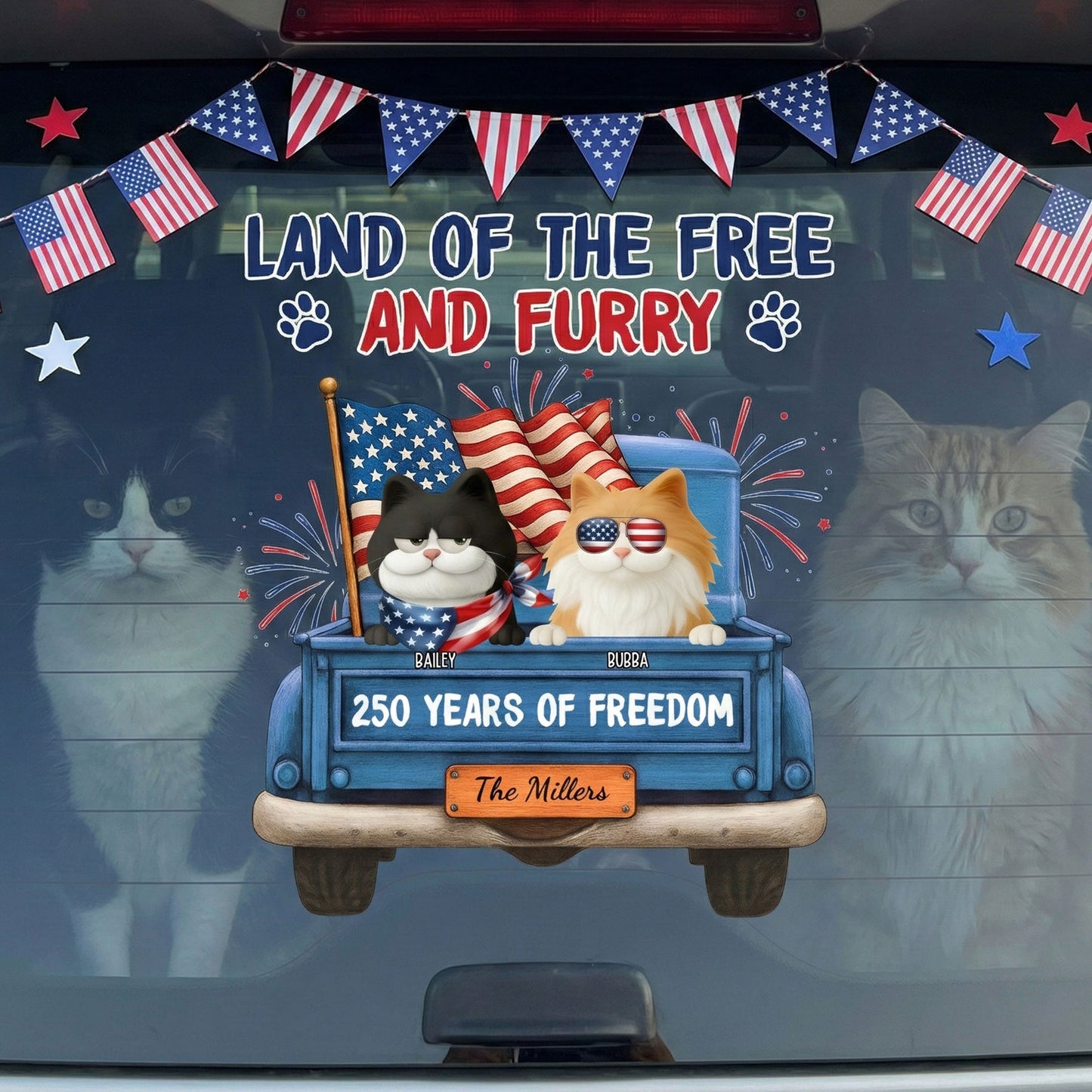 Land Of The Free And Furry - Personalized Decal