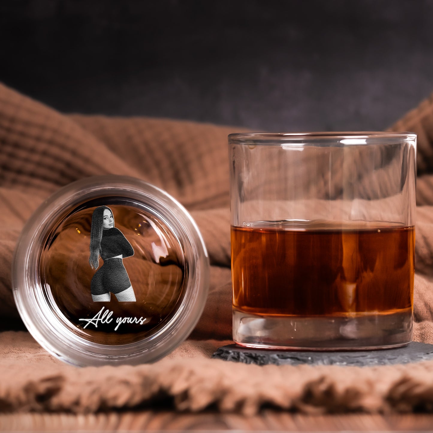 Laser-Engraved Glass With Spicy Photo For Him, Husband, Boyfriend - Personalized Whiskey Glass With Photo
