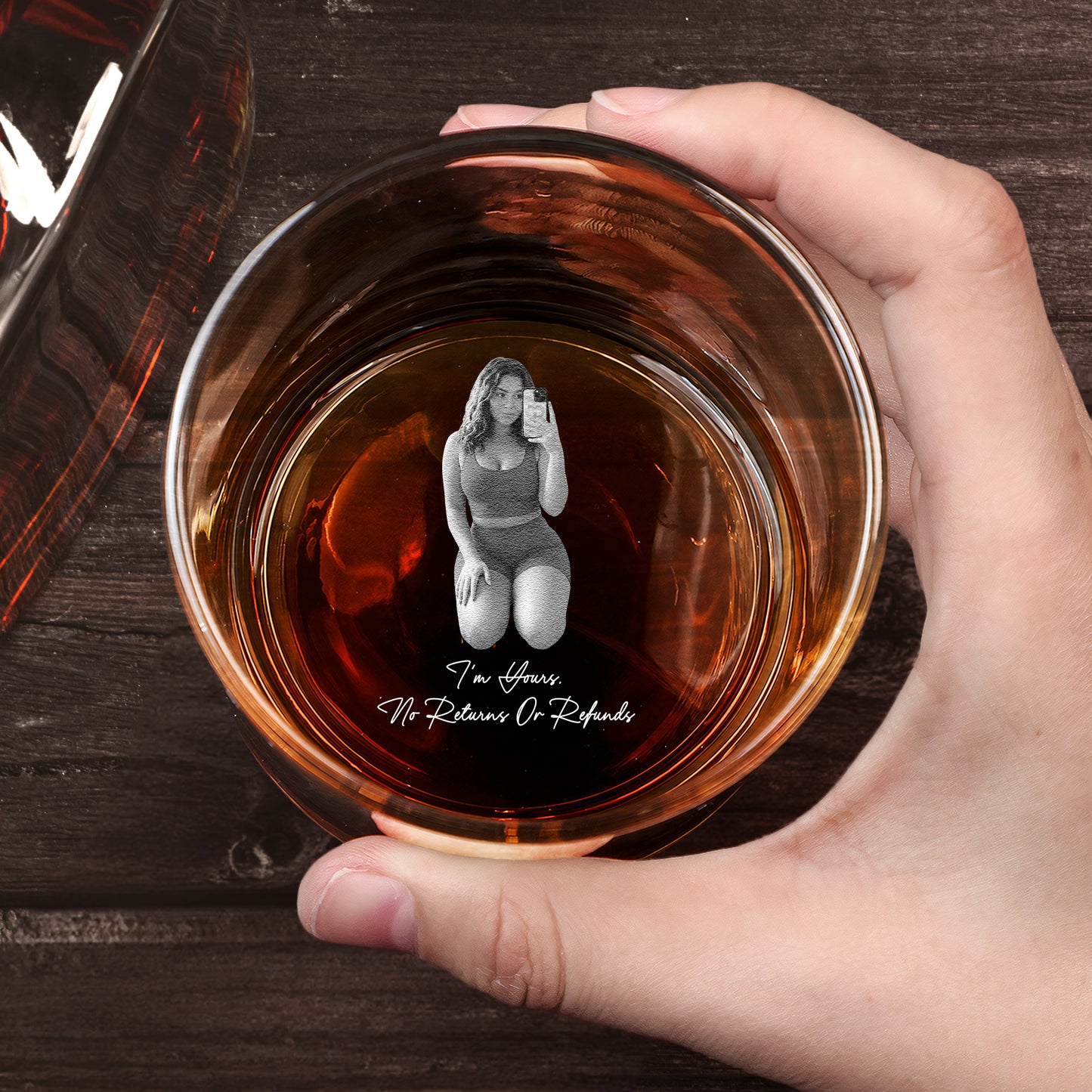 Laser-Engraved Glass With Spicy Photo For Him, Husband, Boyfriend - Personalized Whiskey Glass With Photo