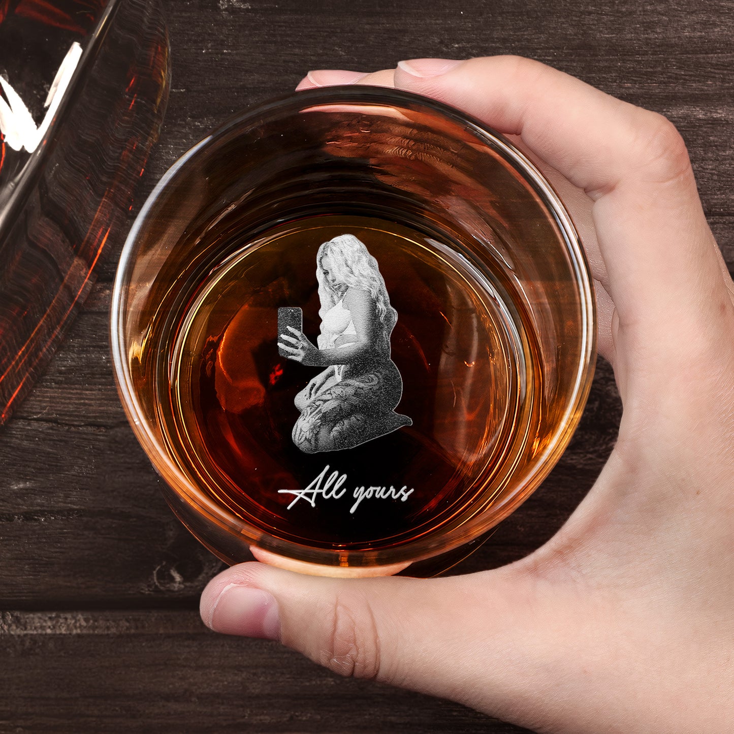 Laser-Engraved Glass With Spicy Photo For Him, Husband, Boyfriend - Personalized Whiskey Glass With Photo