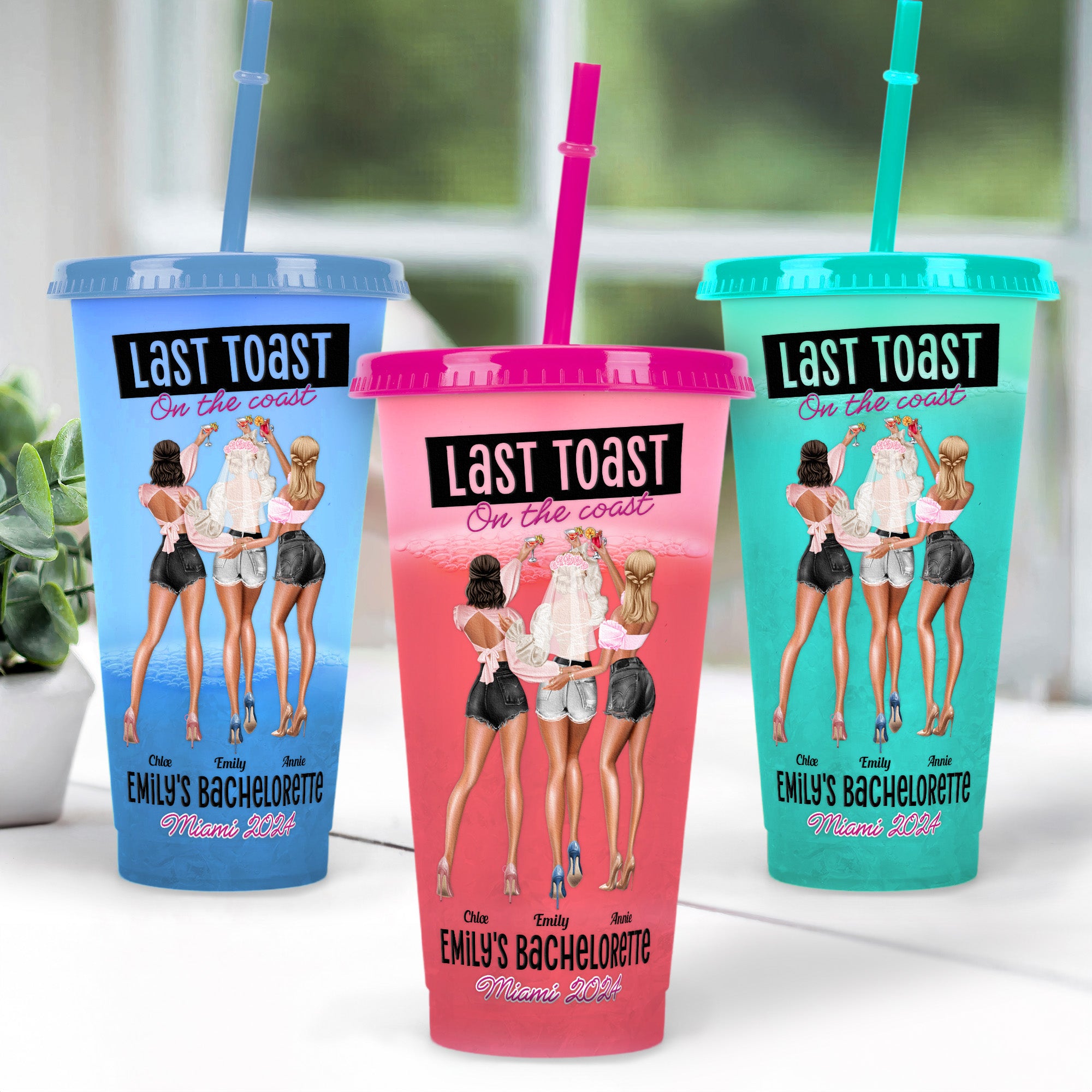 Last Toast On The Coast Bachelorette Gift - Personalized Color Changing Cup