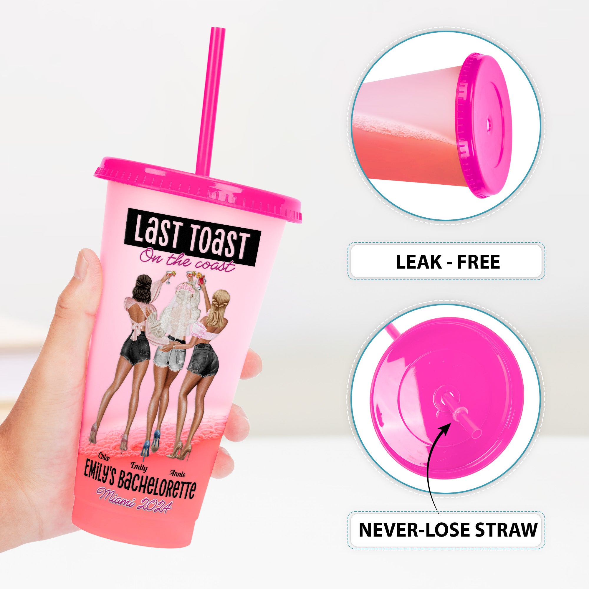 Last Toast On The Coast Bachelorette Gift - Personalized Color Changing Cup