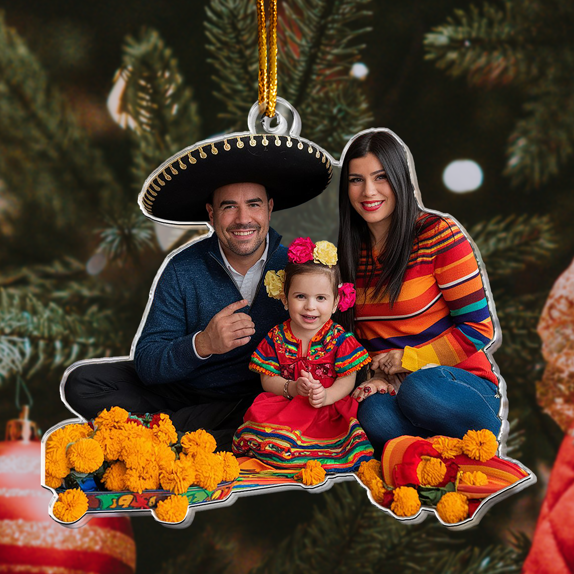 Latino Family For Hispanic Heritage Month - Personalized Acrylic Photo Ornament